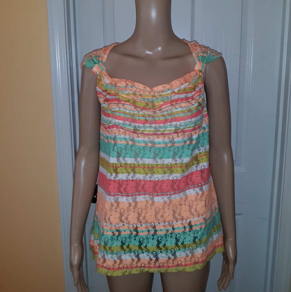 Lovely sherbet colored lace top